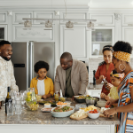 family gathered inside kitchen